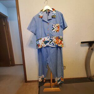 Original TY wear Hawaiian 2 piece capri 100 % COTTON BODICE 100% RAYON TRIM